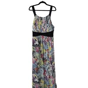 AX Paris Curve Abstract Print Maxi Dress, Beaded Keyhole Chest, Womens Plus 24